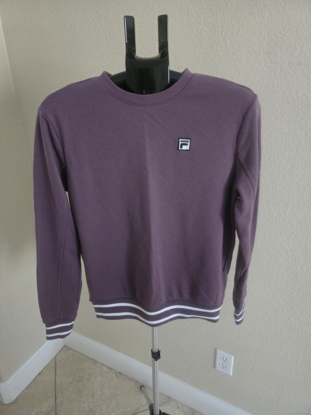 Fila Crewneck Sweatshirt in Purple with White Stripe Trim